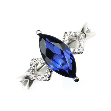 TANZANITE STERLING SILVER RING - MARQUISE